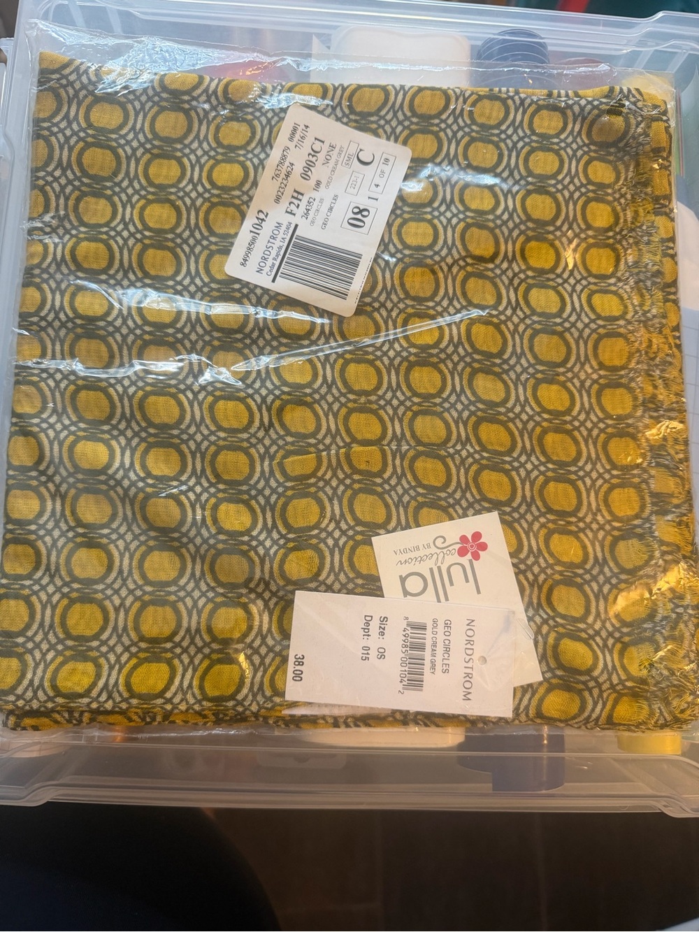 Geometric Mustard and Gray Scarf
